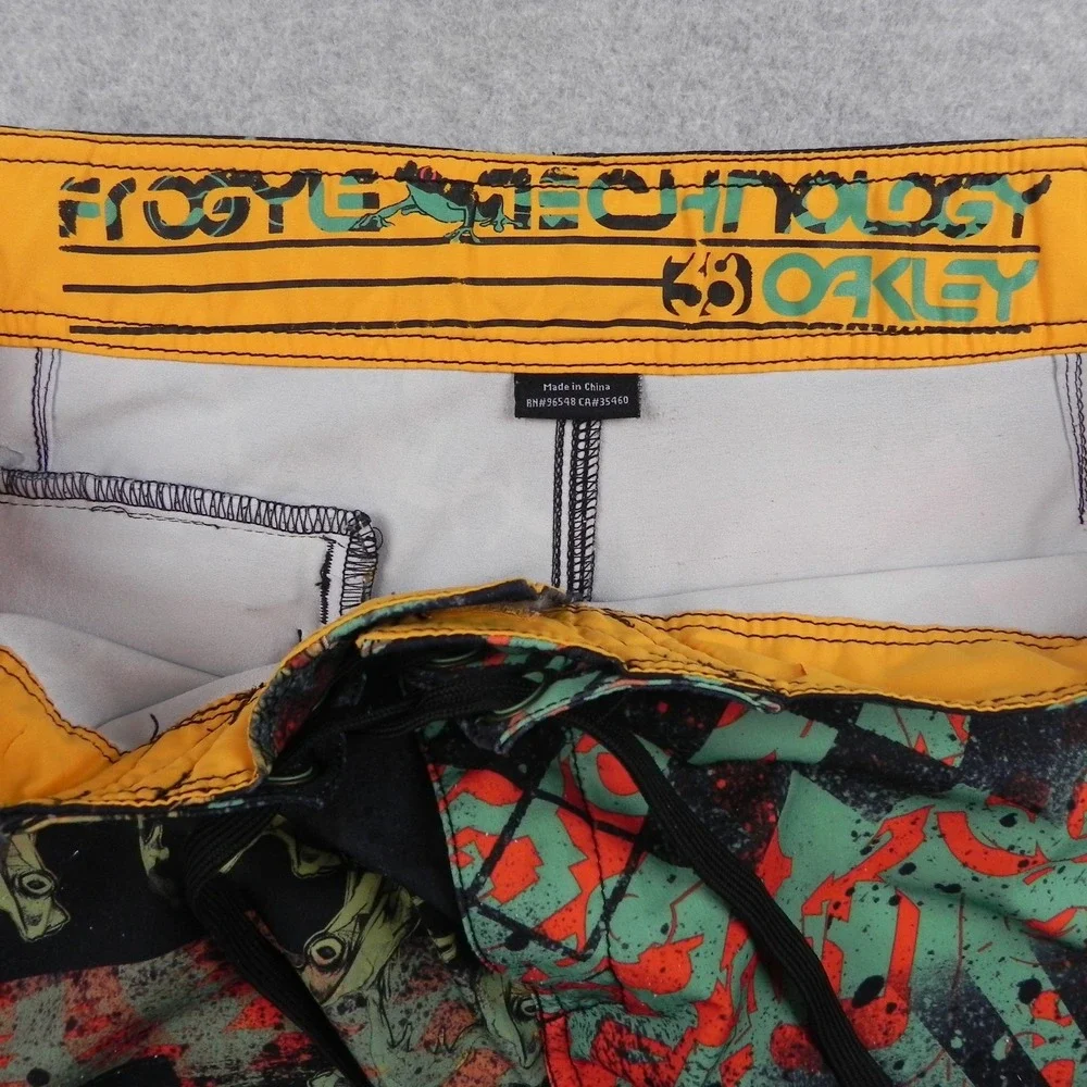 Vtg Oakley Board Shorts Mens 38 Frogyle Technology Surf Swim Beach Trunks Frog